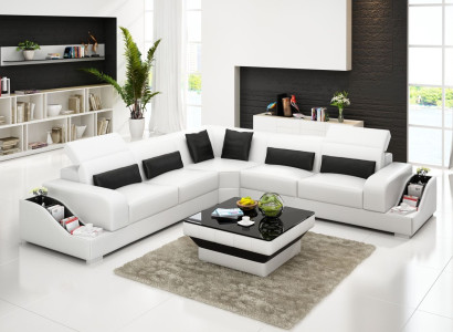 Ecksofa Leder Sofa Couch Polster Eck Wohnlandschaft Sitz Garnitur L Form